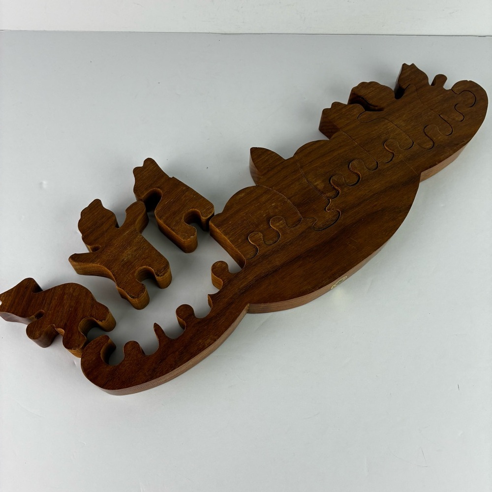 Handmade Wooden Animals 3-D Cut-Out Puzzle Made in India